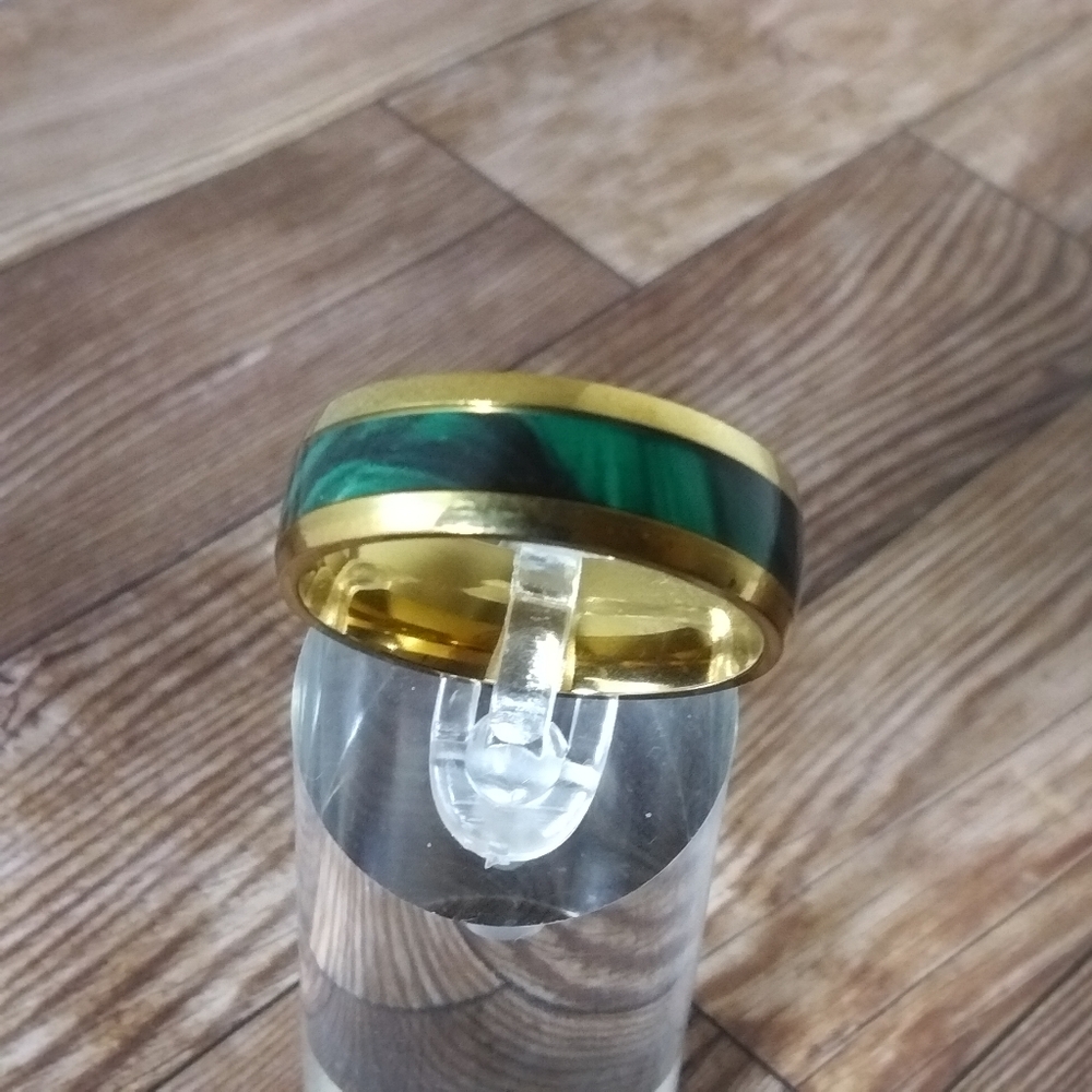 8 mm Stainless Steel Band Gold-Green/Black
